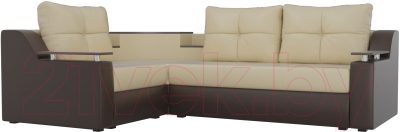 Диван угловой Mebelico Тесей 269 левый / 107643 (экокожа, бежевый/коричневый)