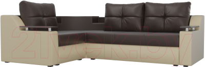 Диван угловой Mebelico Тесей 269 левый / 107647 (экокожа, коричневый/бежевый)