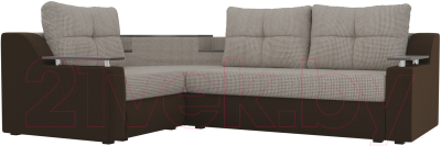 Диван угловой Mebelico Тесей 269 левый / 107651 (корфу 02/микровельвет коричневый)