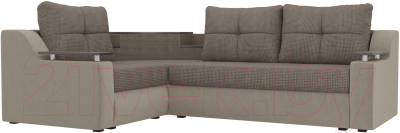 Диван угловой Mebelico Тесей 269 левый / 107653 (корфу 03/микровельвет бежевый)