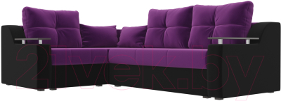 Диван угловой Лига Диванов Кронос 270 левый (микровельвет фиолетовый/черный)