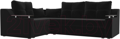 Диван угловой Лига Диванов Кронос 270 левый (микровельвет черный)