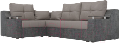 Диван угловой Лига Диванов Кронос 270 левый (рогожка бежевый/серый)