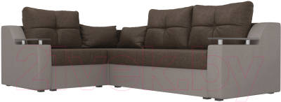 Диван угловой Лига Диванов Кронос 270 левый (рогожка коричневый/бежевый)