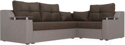 Диван угловой Лига Диванов Кронос 270 правый (рогожка коричневый/бежевый)