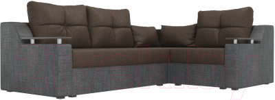 Диван угловой Лига Диванов Кронос 270 правый (рогожка коричневый/серый)