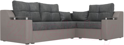 Диван угловой Лига Диванов Кронос 270 правый (рогожка серый/бежевый)