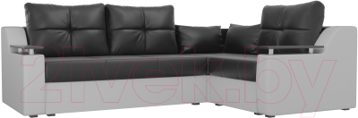 Диван угловой Лига Диванов Кронос 270 правый (экокожа черный/белый)