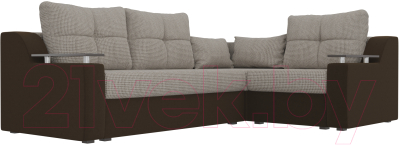Диван угловой Лига Диванов Кронос 270 правый (корфу 02/микровельвет коричневый)