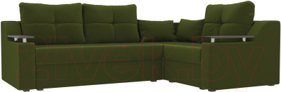 Диван угловой Лига Диванов Кронос 270 правый (микровельвет зеленый)
