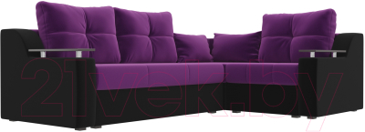 Диван угловой Лига Диванов Кронос 270 правый (микровельвет фиолетовый/черный)