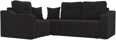 Диван угловой Mebelico Кембридж 288 левый / 108817 (велюр, черный)