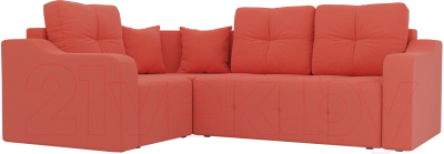 Диван угловой Mebelico Кембридж 288 левый / 108821 (микровельвет, коралловый)
