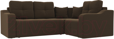 Диван угловой Mebelico Кембридж 288 правый / 108822 (микровельвет, коричневый)