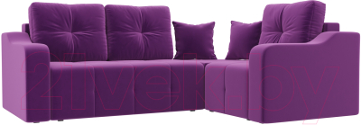 Диван угловой Mebelico Кембридж 288 правый / 108824 (микровельвет, фиолетовый)