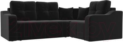 Диван угловой Mebelico Кембридж 288 правый / 108825 (микровельвет, черный)