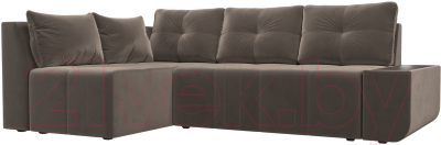 Диван угловой Mebelico Амадэус 300 левый / 109685 (велюр, коричневый)