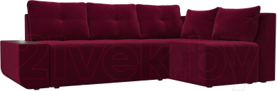 Диван угловой Mebelico Амадэус 300 правый / 109690 (микровельвет, бордовый)