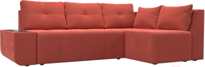 Диван угловой Mebelico Амадэус 300 правый / 109693 (микровельвет, коралловый)
