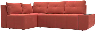Диван угловой Mebelico Амадэус 300 левый / 109693 (микровельвет, коралловый)
