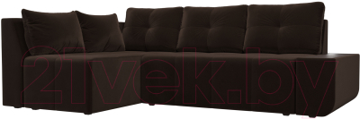 Диван угловой Mebelico Амадэус 300 левый / 109694 (микровельвет, коричневый)