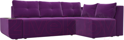Диван угловой Mebelico Амадэус 300 правый / 109696 (микровельвет, фиолетовый)