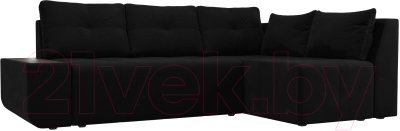 Диван угловой Mebelico Амадэус 300 правый / 109697 (микровельвет, черный)