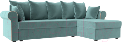 Диван угловой Mebelico Рейн 316 правый / 112574 (велюр бирюзовый/кант бежевый)
