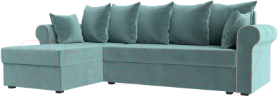 Диван угловой Mebelico Рейн 316 левый / 112574 (велюр бирюзовый/кант бежевый)