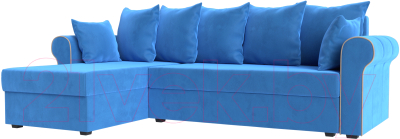 Диван угловой Mebelico Рейн 316 левый / 112575 (велюр голубой/кант бежевый)