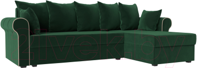 Диван угловой Mebelico Рейн 316 правый / 112576 (велюр зеленый/кант бежевый)