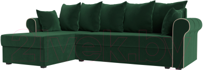 Диван угловой Mebelico Рейн 316 левый / 112576 (велюр зеленый/кант бежевый)