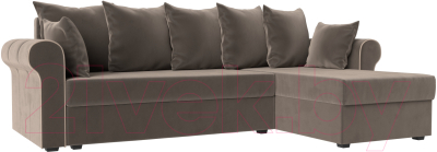Диван угловой Mebelico Рейн 316 правый / 112577 (велюр коричневый/кант бежевый)