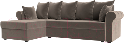 Диван угловой Mebelico Рейн 316 левый / 112577 (велюр коричневый/кант бежевый)