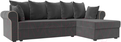 Диван угловой Mebelico Рейн 316 правый / 112578 (велюр серый/кант бежевый)