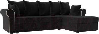 Диван угловой Mebelico Рейн 316 правый / 112580 (велюр черный/кант бежевый)