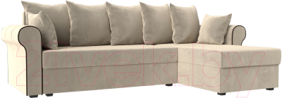 Диван угловой Mebelico Рейн 316 правый / 112581 (микровельвет бежевый/кант коричневый)
