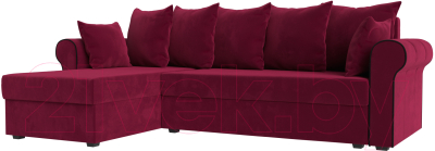 Диван угловой Mebelico Рейн 316 левый / 112582 (микровельвет бордовый/кант черный)