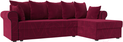 Диван угловой Mebelico Рейн 316 правый / 112582 (микровельвет бордовый/кант черный)