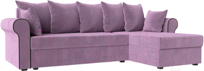 Диван угловой Mebelico Рейн 316 правый / 112587 (микровельвет сиреневый/кант коричневый)