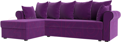 Диван угловой Mebelico Рейн 316 левый / 112588 (микровельвет фиолетовый/кант черный)