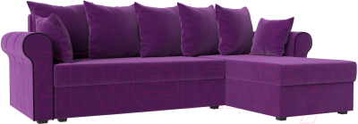 Диван угловой Mebelico Рейн 316 правый / 112588 (микровельвет фиолетовый/кант черный)