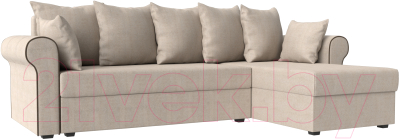 Диван угловой Mebelico Рейн 316 правый / 112592 (рогожка бежевый/кант коричневый)