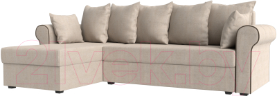 Диван угловой Mebelico Рейн 316 левый / 112592 (рогожка бежевый/кант коричневый)