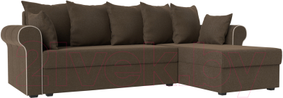 Диван угловой Mebelico Рейн 316 правый / 112593 (рогожка коричневый/кант бежевый)