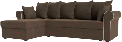 Диван угловой Mebelico Рейн 316 левый / 112593 (рогожка коричневый/кант бежевый)