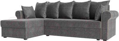 Диван угловой Mebelico Рейн 316 левый / 112594 (рогожка серый/кант бежевый)