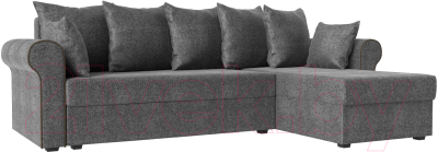 Диван угловой Mebelico Рейн 316 правый / 112595 (рогожка серый/кант коричневый)