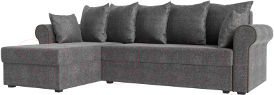 Диван угловой Mebelico Рейн 316 левый / 112595 (рогожка серый/кант коричневый)