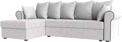 Диван угловой Mebelico Рейн 316 левый / 112596 (экокожа белый/кант черный)